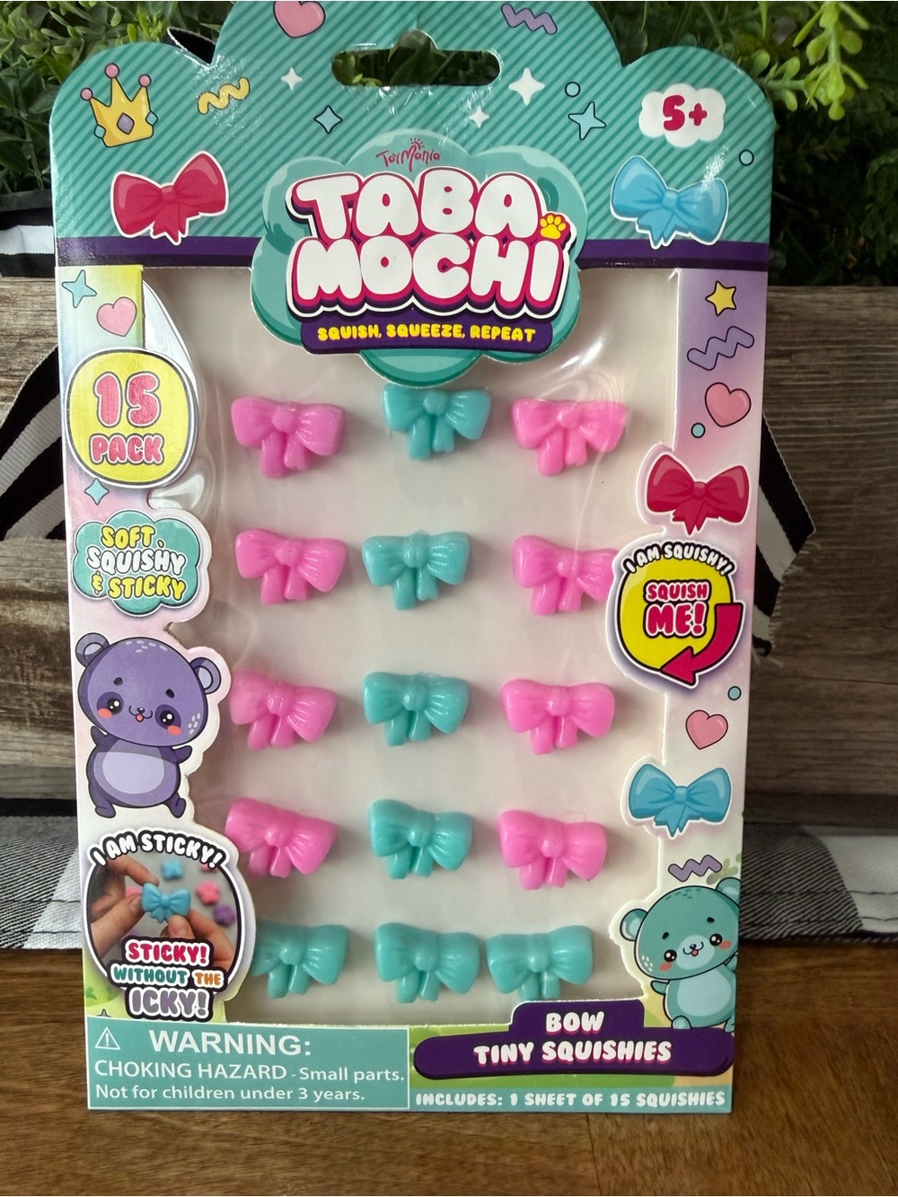 Taba mochi Bow Tiny Squishies - Pink & Teal (15 Pack)